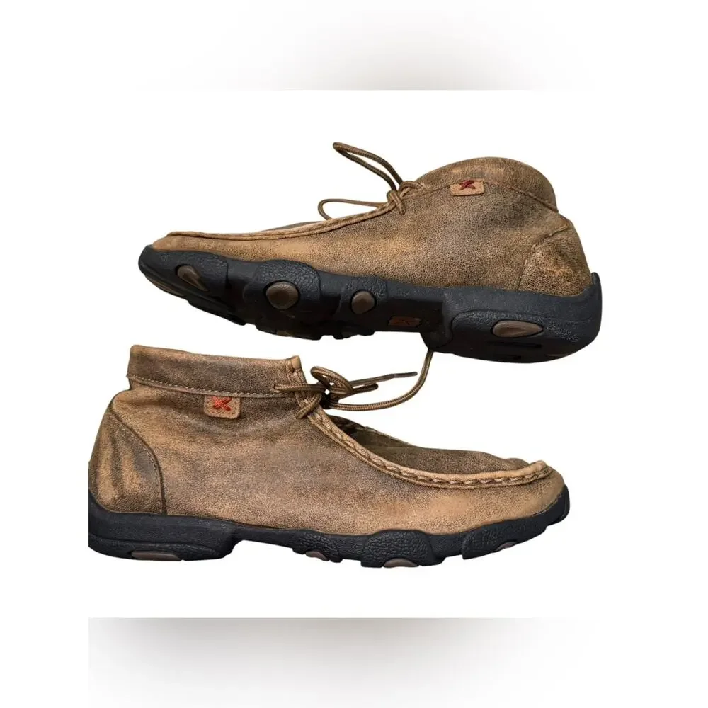 Twisted X Youth 3.5 Casual Moc Toe Leather Shoes in Brown